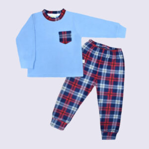 Home Pijama ML Polar Cuadros Celeste